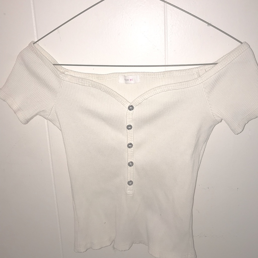 White off the shoulder crop top